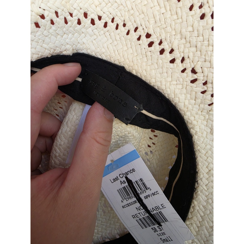 NWT New Rag & Bone Straw Hat Women's Nordstrom L Large Off White Cream - Picture 8 of 8